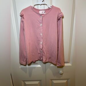 Mila & Rose Girls Dusty Pink Ruffle-Shoulder Button Front Cardigan 9/10